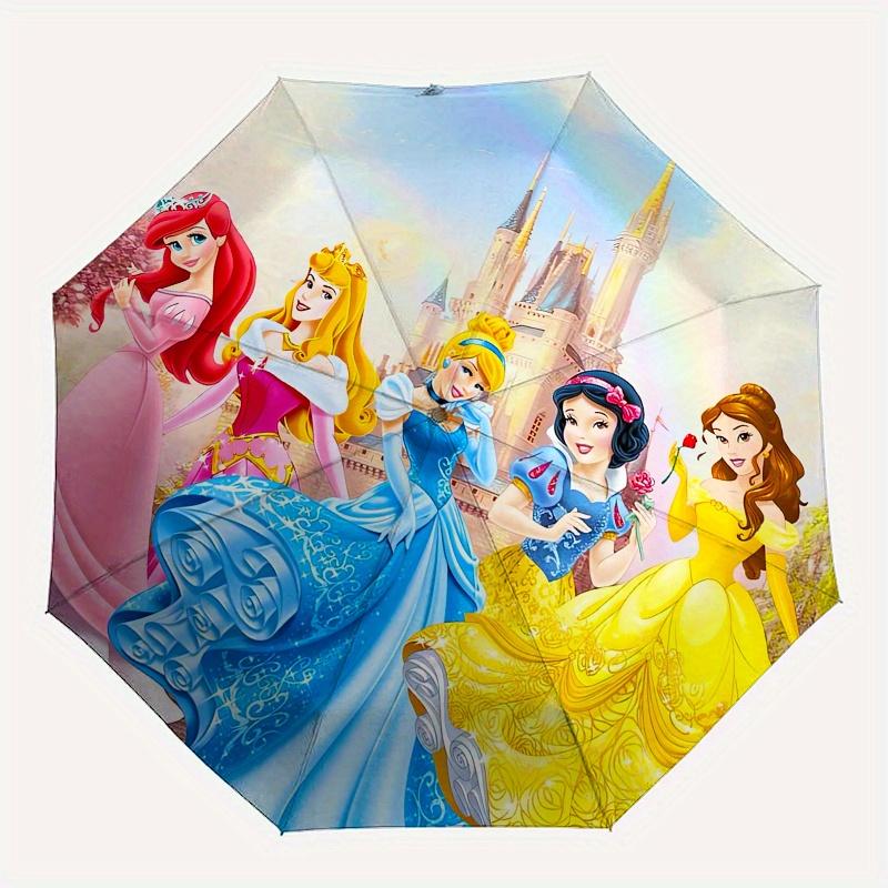Disney Princesses,Castle,Fantasy Manual Opening and Closing Umbrella, 8-Rib Reinforced Folding Design, Lightweight