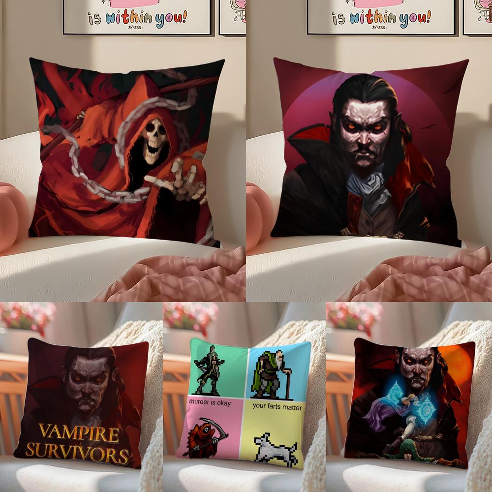 Popular Game VVampire SurvivorsS Cushion Cover Pillowcase Short Plush Invisible zipper Room Sofa Cushion Cover