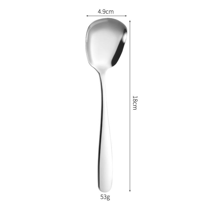 304 Stainless Steel Square Head Flat Bottom Spoon - Ideal for Dining, Dessert, and Watermelon.