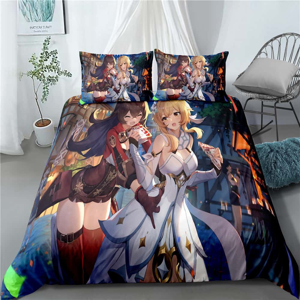 Nové anime Genshin Impact 3D tištěné ložní prádlo King povlak na přikrývku povlak na polštář povlak na peřinu ložní prádlo bytový textil