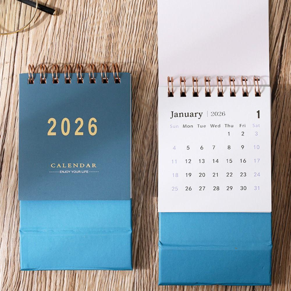 Solid Color Horse Year Calendar English Standing Flip Calenda Monthly Planner Spring Festival