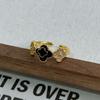 Dark Oil Dripping Full Diamond Inlaid Zirconium Four-Leaf Clover Open Ring Simple Light Luxury High Fashion Women