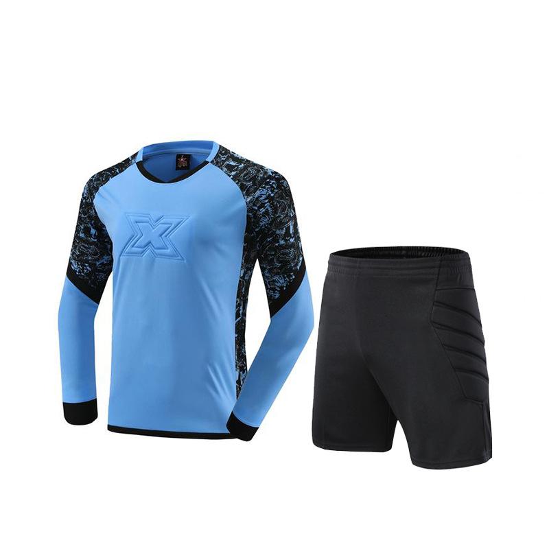 Kids Goalkeeper Uniform Boys Goalkeeper Jersey Doorkeepers Long Sleeve Sponge Protective Football Uniform For Children's