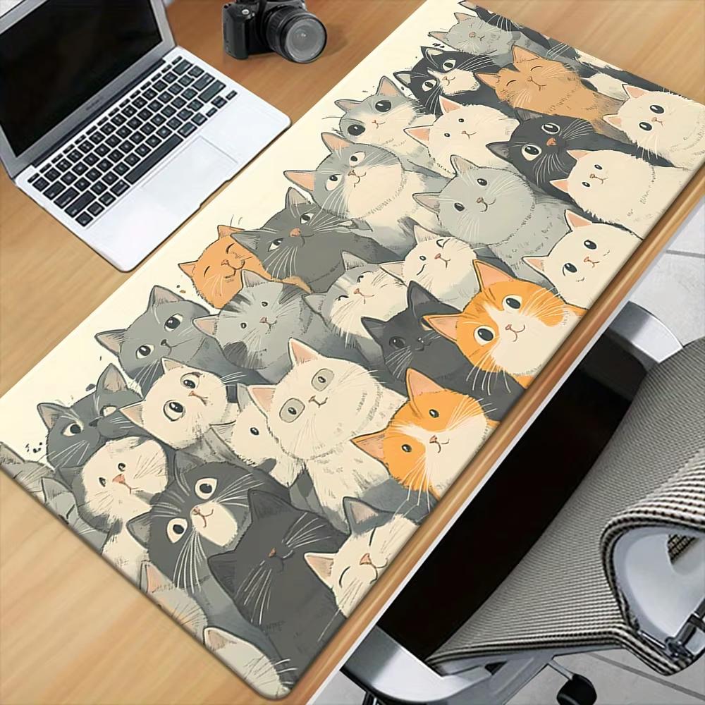 VIKAMA Cartoon Animation Cat Desk Mat Mouse Pad Desktop Game Pad Keyboard Mat Non-Slip Waterproof
