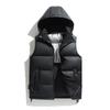 Autumn and winter new PU leather vest men's hooded vest down cotton jacket vest fashion thermal vest tide