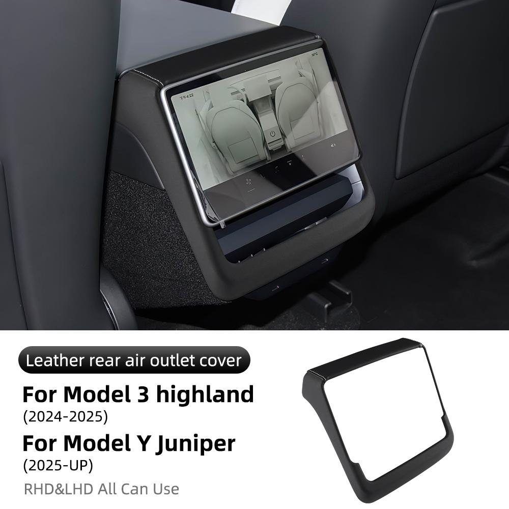 Кожаная защитная ABS-крышка рамки заднего экрана для Tesla Model Y Juniper Launch 2025+ Model 3 Highland 2025 Автоаксессуары For Model Y Juniper