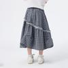Girl's Plaid Pleated Skirt with Lace Trim