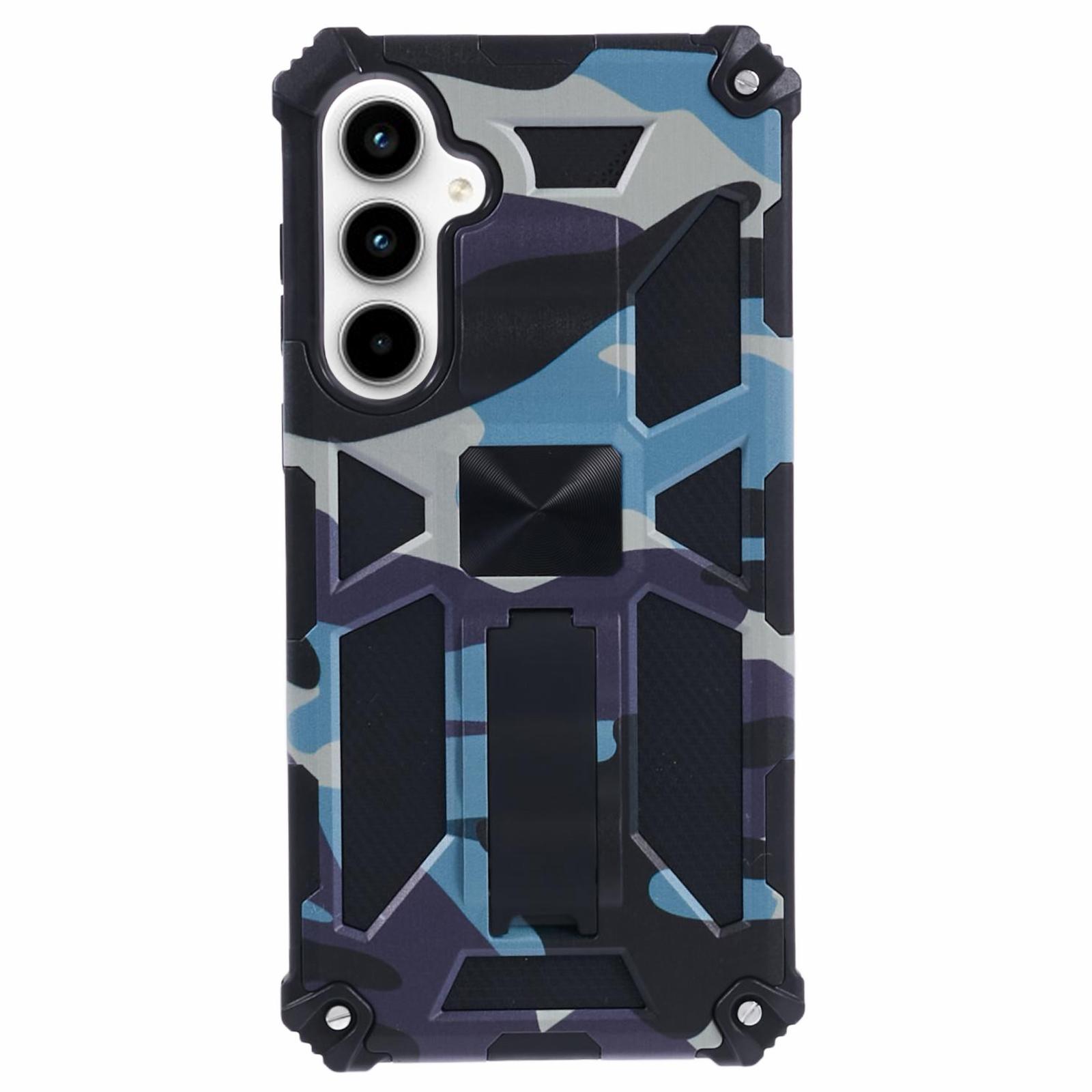 

For Samsung Galaxy A35 5G Kickstand Cover Camouflage Pattern Armor Phone Case Navy Blue