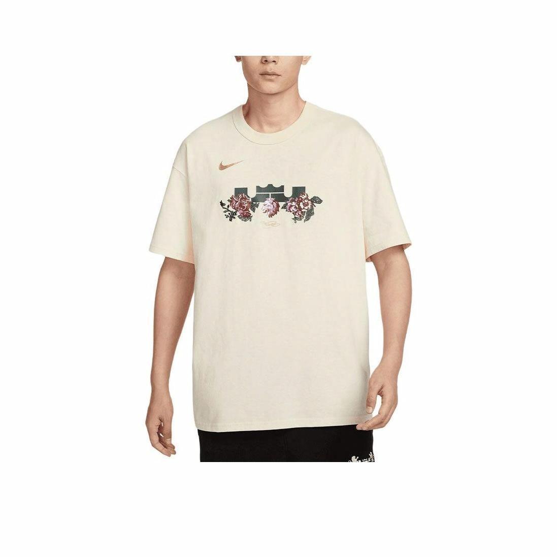

Nike Floral Logo Print Crewneck Short-Sleeve T-Shirt for Men Coconut Milk Color FZ8074-113 S