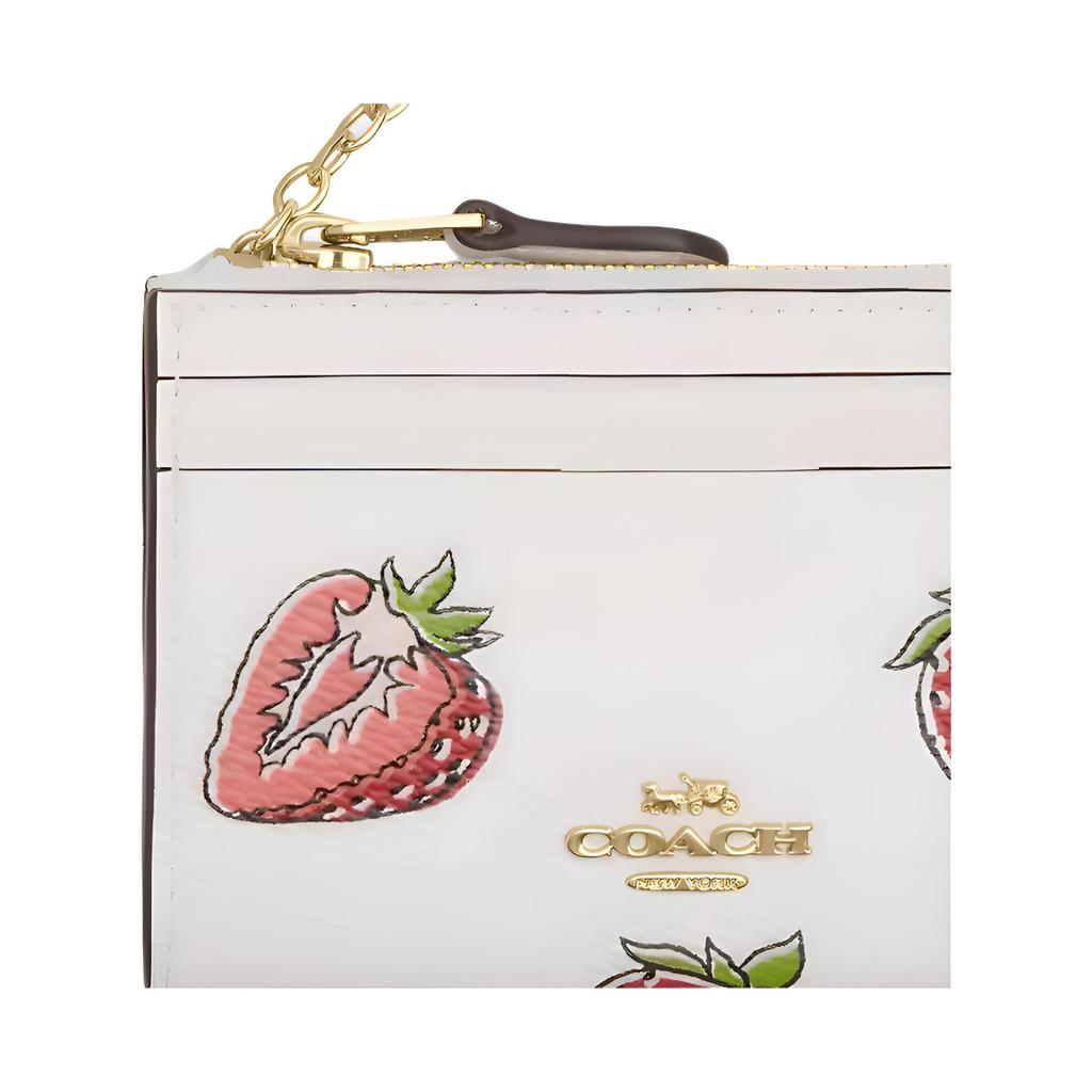 New COACH Skinny Id Case Printed Coated Canvas Card Holder Mini Women's White CAR17-IMCAH