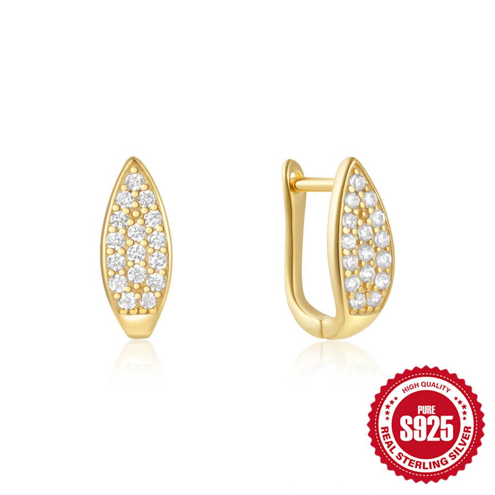 S925 Sterling Silver Personality Diamond Set Star Moon Irregular Glossy Bow Luxury Ear Buckle Earrings Huggie Hoops