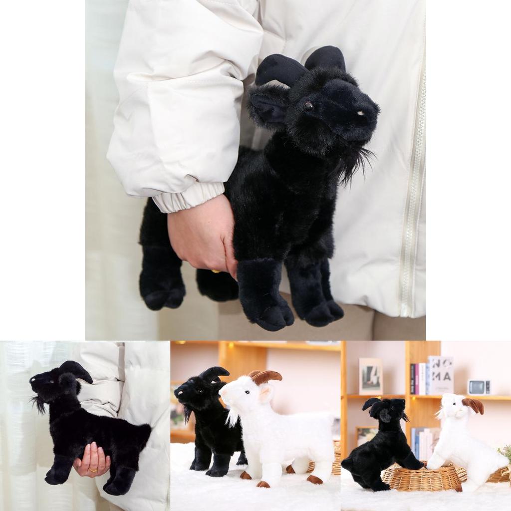 בובת צעצוע קטיפה חמודה מצוירת עז שחור-לבן לבנות