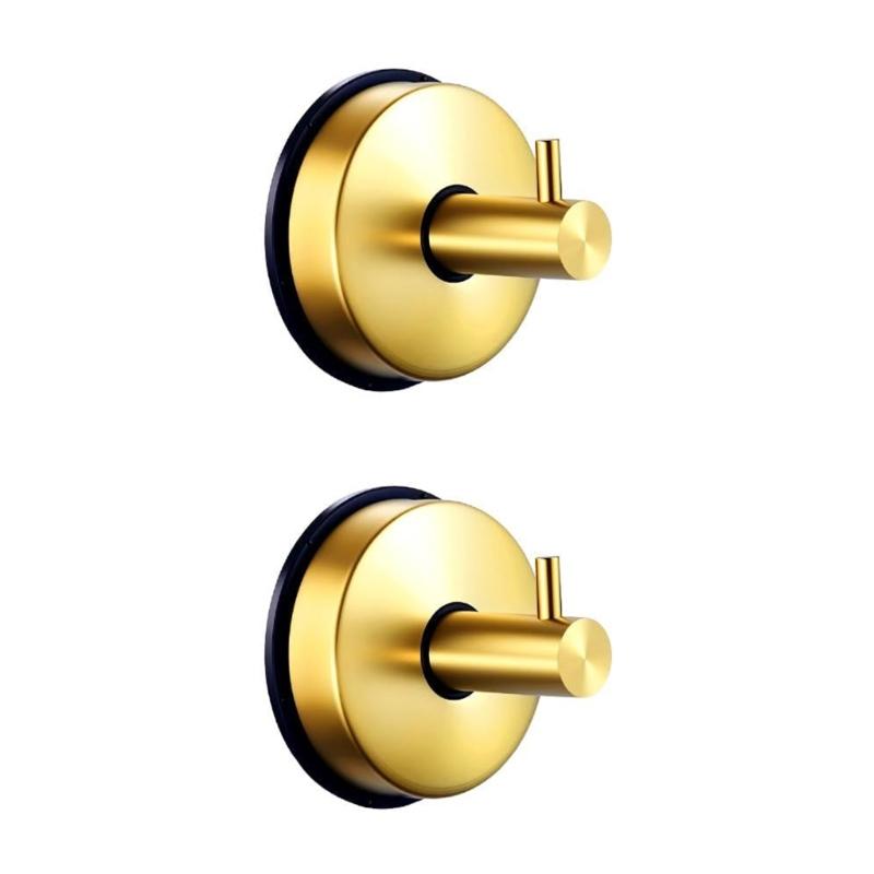 2Pcs Washable Wall Hooks For Bathroom Organization Glass Door Mounting Stainless Steel Hangers for Towels Keys Hats