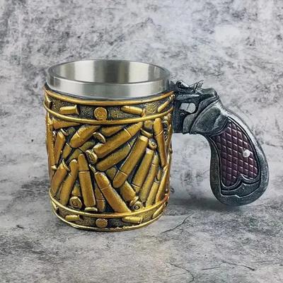 Fashion Stainless Steel Bulletshell Cup Cool Style Bullet-Pattern Mug Large Drinkable Drinking Cup Bar Club Drinkware For Beer