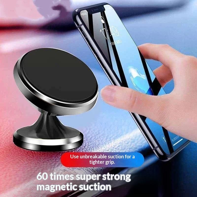 Metal Magnetic Car Phone Mount 360° Rotatable Strong Magnet Holder Easy Install Universal for All Mobile Phones Daily Use