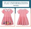 2025 Summer Cartoon Embroidered Lapel Cotton Dresses for Girls - European & American Style