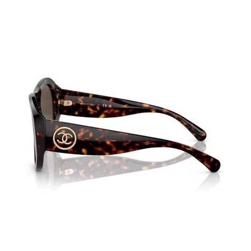 Chanel Doppel-C-Bügel Acetatrahmen unregelmäßige Sonnenbrille Damen braun