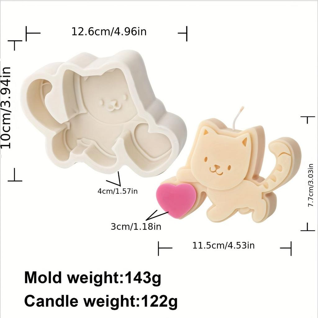 Cute Rabbit Bear Silicone Soap Mould DIY Flower Bunny Cat Candle Resin Plaster Making Heart Animal Mold DIY Gift