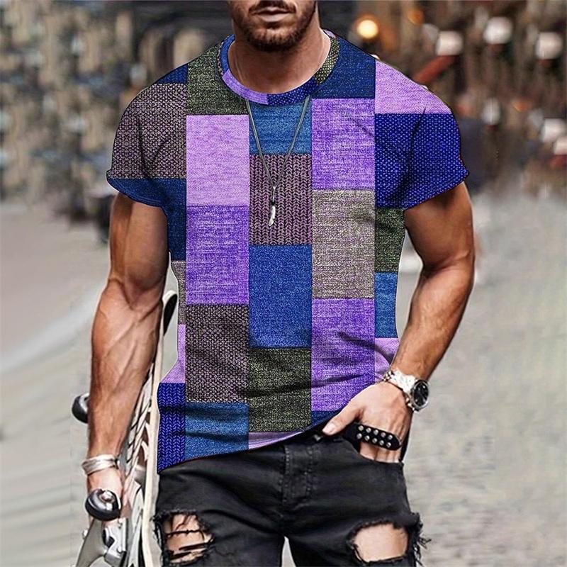 Vintage Patchwork Graphic T Shirts Summer Casual Crew Neck Short Sleeve 3D Printed T-Shirts Fashion Daily Wear Oversized Tees