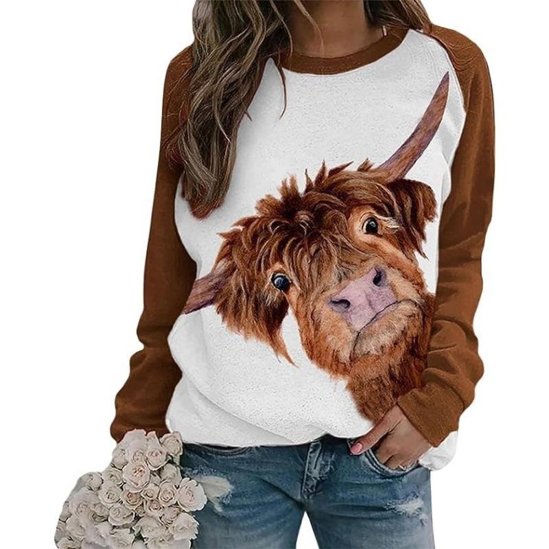 Halloween Printed Long Sleeved Hoodie Autumn Winter Women's Hoodie Casual Round Neck Top Pullovers & Long Sleeves Women’s