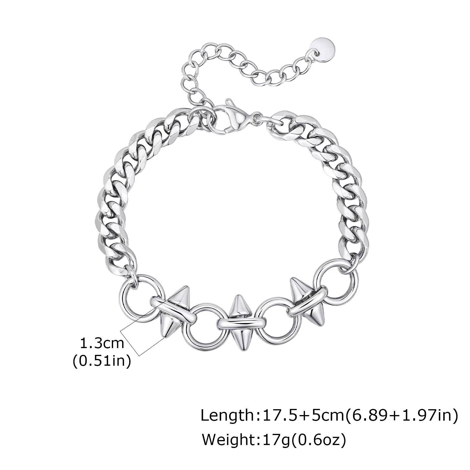

Vnox Six-Sided Rivet Chain Bracelet for Men, Adjustable Punk Men s Jewelry, Stainless Steel Never Fade Hip Hop Wristband Gifts