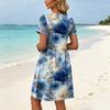 Women’s Short Sleeve Floral Print Casual Loose Fit Dress Crew Neck Soft Comfortable Fabric Summer Style Dress
