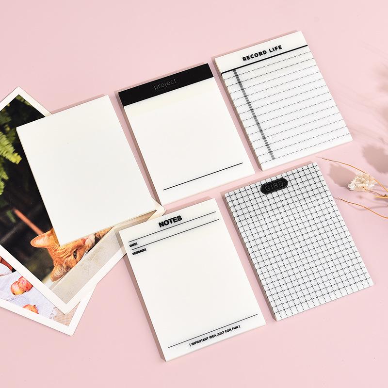 50Sheets Blank Grid Transparent Sticky Note Pads Waterproof Self-Adhesive Memo Notepad School Office Supplies Stationery planner
