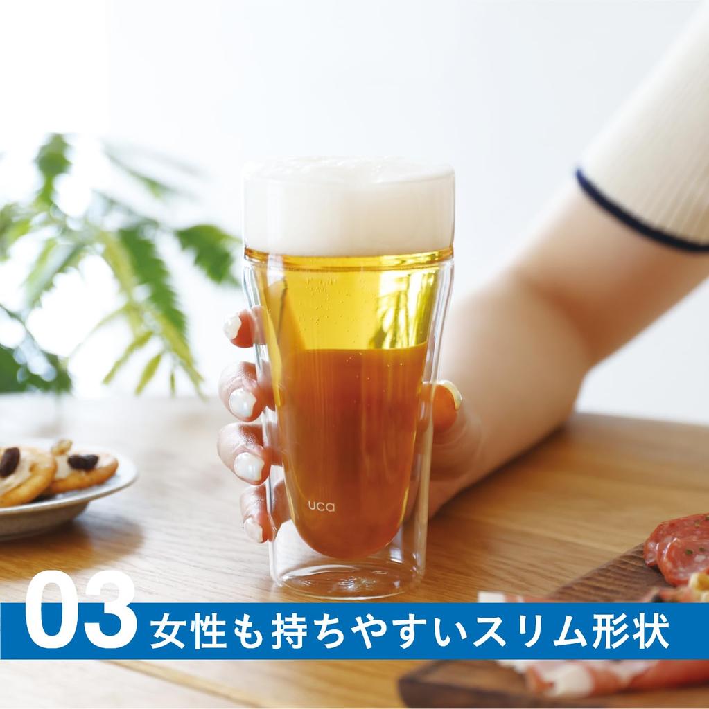 CB Japan Glass Dishwasher Double Glass for Enjoying Bubbles Tumbler, 350ml, Heat-Resistant Glass, Single-Walled Top/Double-Walled Body, Safe,