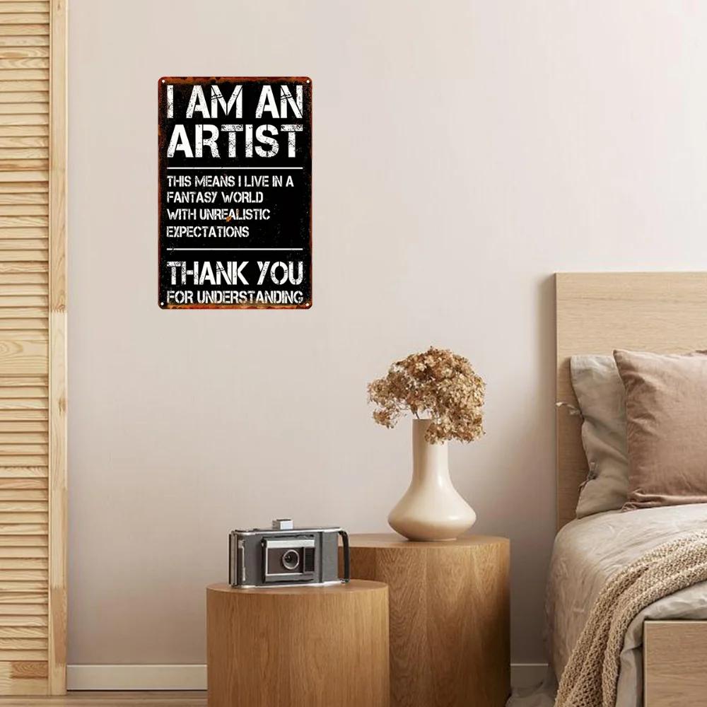 1 ud. Divertida Señal Metálica 'Fantasía de Artista' Lata Vintage Decoración Humorística Para Oficina y Cafetería Decoración de Pared Fácil de Colgar Decoración de Habitación Decoración del Hogar