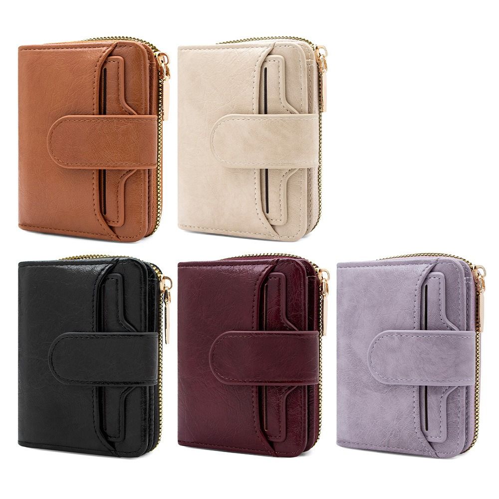 Fashion Zipper Short Wallet Waterproof Integrated Coin Purse High-end Stationery Bag Card Storage