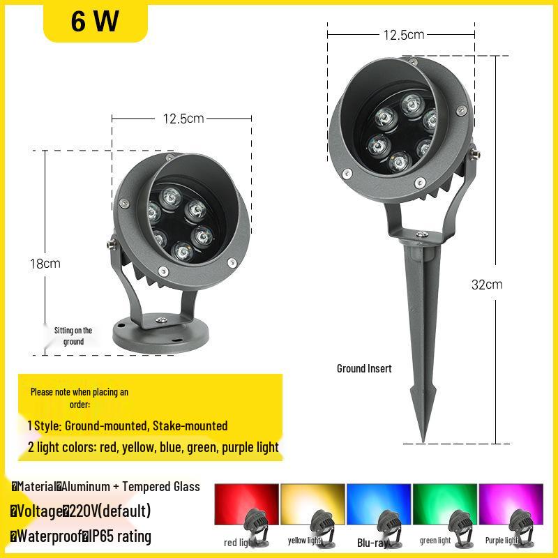Outdoor Waterproof Tree Spotlight, Garden Floodlight, Landscape Light, Ground Plug Lawn Light
