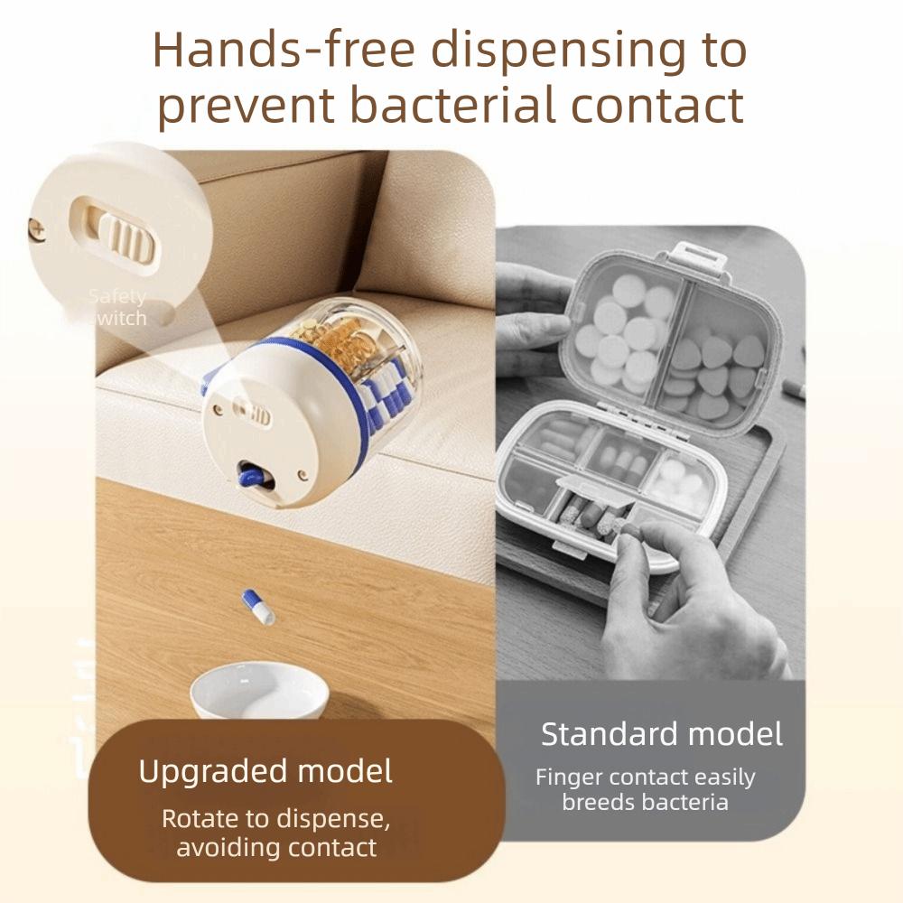 Large Capacity 4 Grids Pill Organizer Press Type Daily Pill Dispenser Office