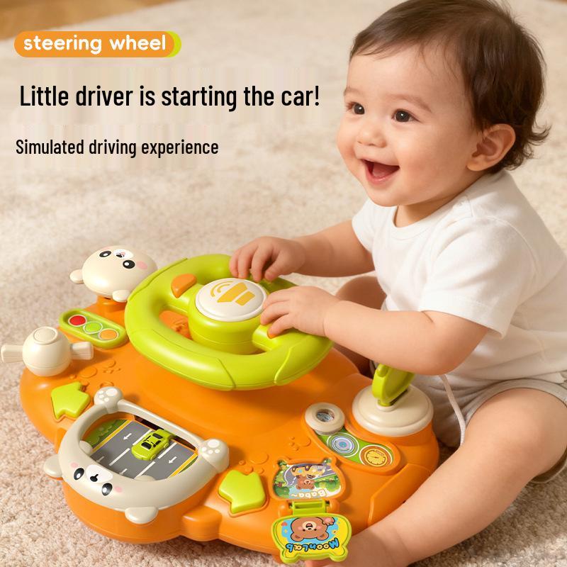 Little Bear Steering Wheel Simulated Sound & Light Educational Toy for Infants and Toddlers