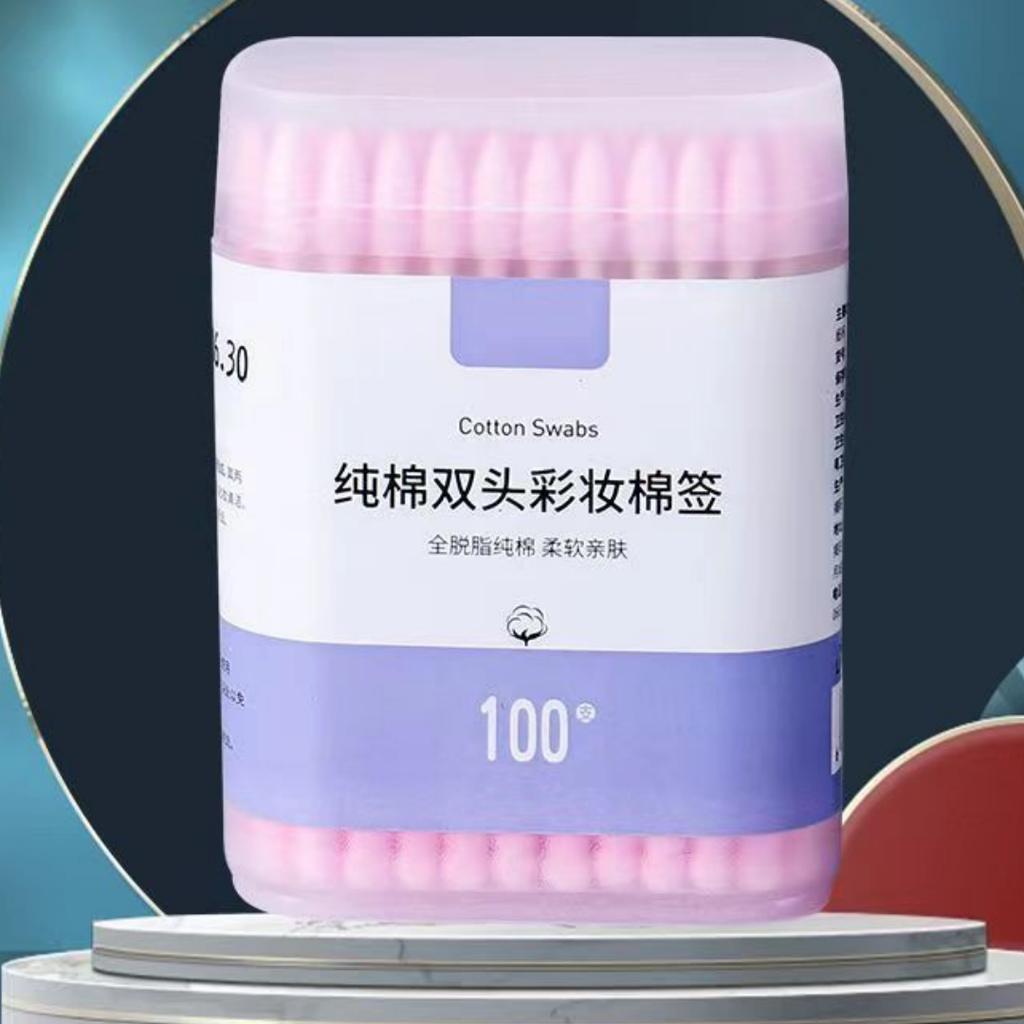 100/200 Stück Boxfarbige Make-up-Entferner-Wattestäbchen Eyeliner-Reinigung Doppelkopf Spiralspitze Wattestäbchen