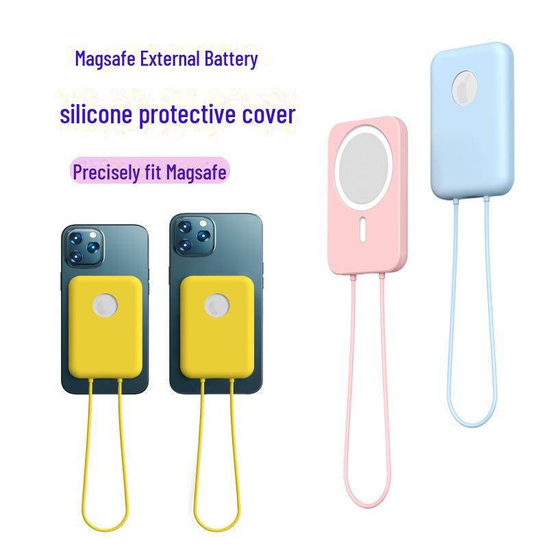 iPhone 12 MagSafe Silicone Protective Cover with Hand Strap for Mobile Power Shell