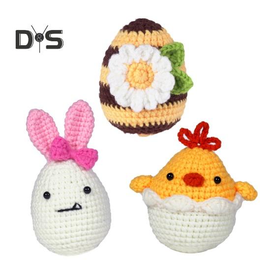 

Набор для вязания крючком для взрослых и детей, набор для вязания крючком животных, кролика, курицы, яйца, набор для изготовления кукол с подробными инструкциями для начинающих белый