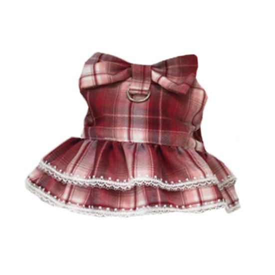 Pet Leash Set Bowknot Decor Traction Hook Pleated Hemming Comfy Round Neck Dog Outfit