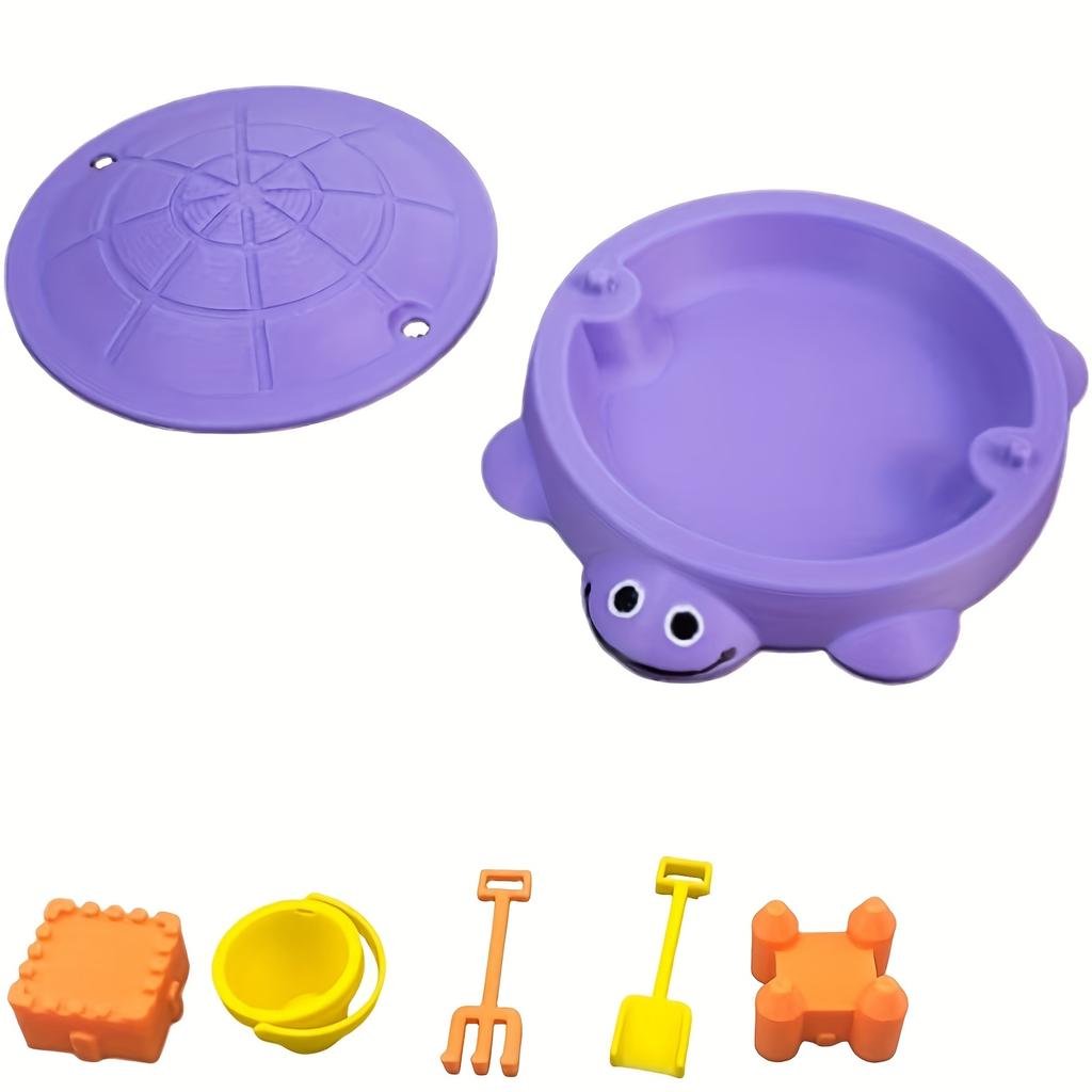 Mini Turtle Sandbox Toy with Shoveling Tools Desktop Stress Relief Toy with Lid Portable Sensory Play Kit Sand Toy Playset