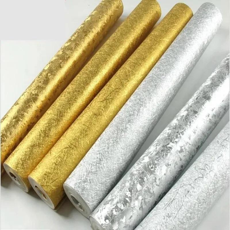 Waterproof Luxury Striped Wallpaper Home Decor Modern Wall Coverings 9.5M Roll Damask Metallic Glitter Gold Foil Wall Paper
