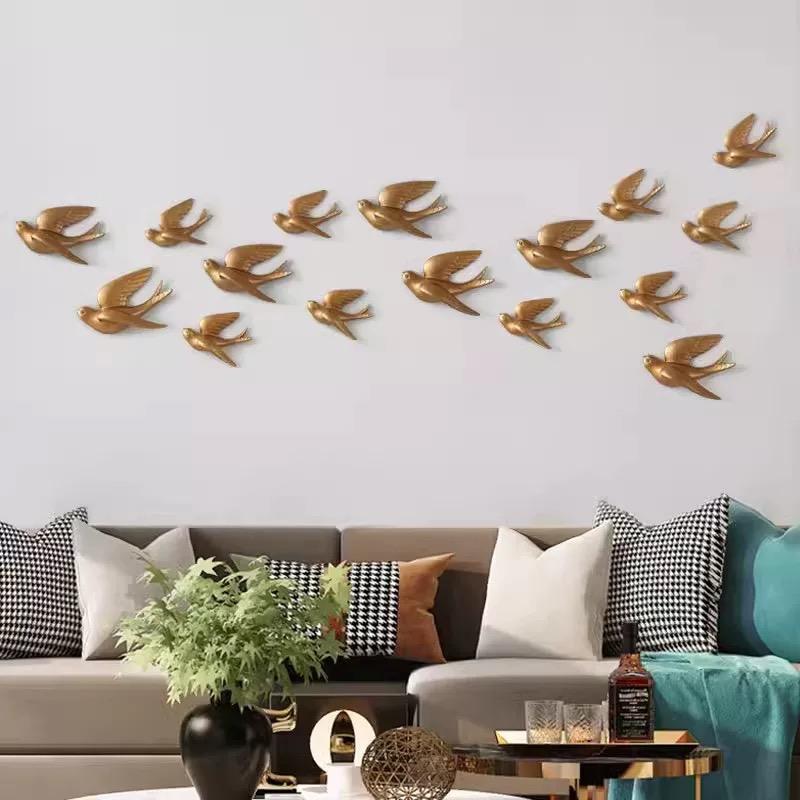 3D Resin Bird Wall Decor, No-Drill Hanging Decorative Birds for Home Wall Art