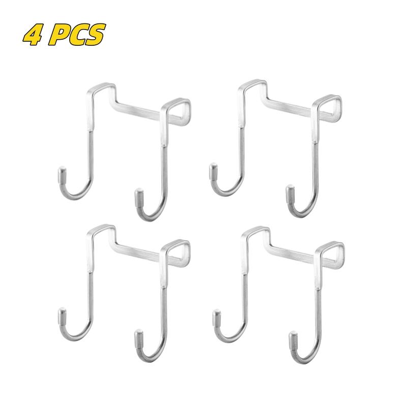 4/8PCS S-Type 304 Stainless Steel Cabinet Door Hook Multifunctional Towel Rack Hat Rack Storage Rack Kitchen Bathroom Accessorie