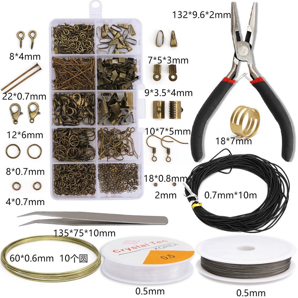 1Box Jewelry Making Kit Lobster Clasp Open Jump Rings End Crimps Beads Box Sets Handmade DIY Bracelet Necklace Findings Supplies