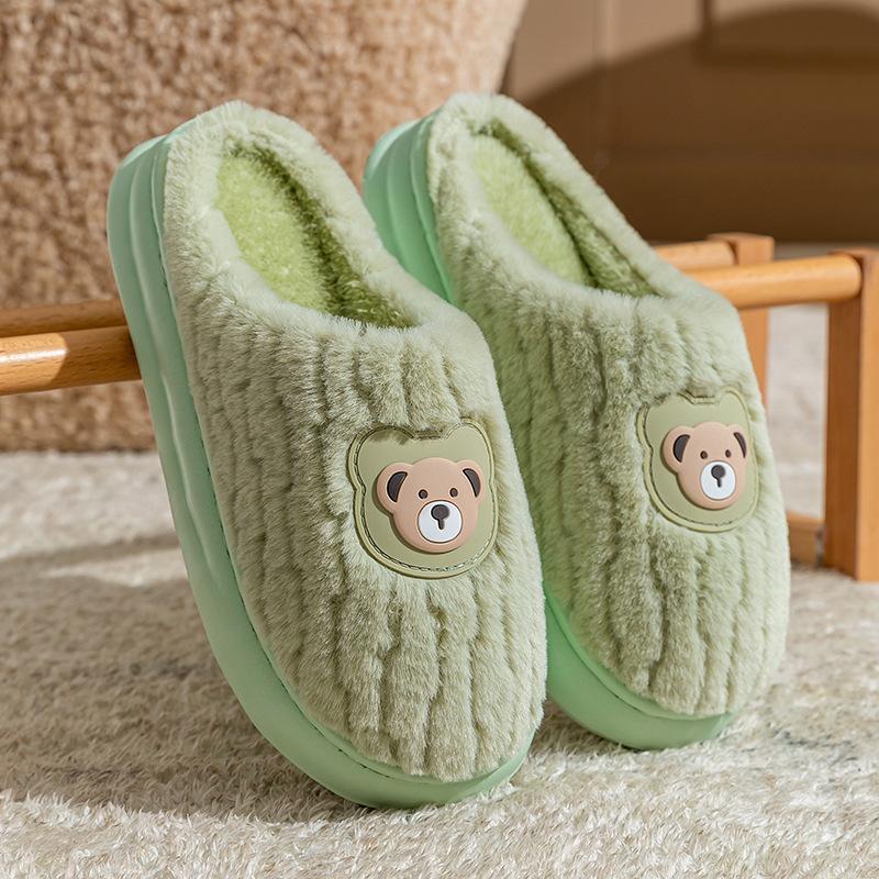 Pattern fruit cotton slippers couple autumn and winter 2025 new indoor home thick-soled warm and non-slip family shoes
