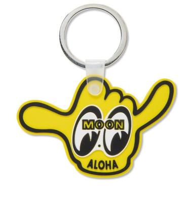 Moon Eyes Shaka Rubber Key Ring Keychain MOONEYES 7cm X 4.5cm Shaka Rubber ALOHA MKR208YE, Yellow