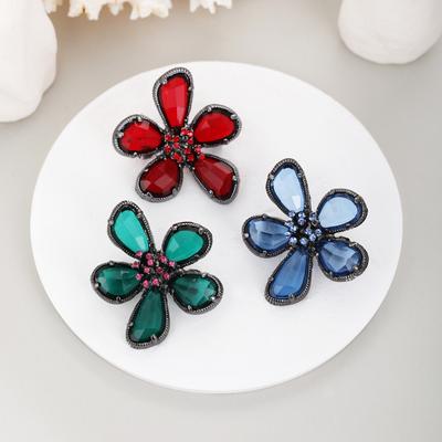 Retro boutonniere madinga kristalinė gėlė sagė universali vasarinių drabužių aksesuaras spaustukas sagtelė