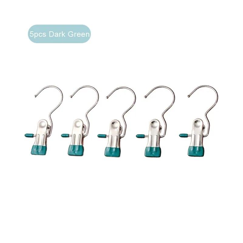 5PCS/set Multifunctional Hook Clips Stainless Steel Clothespins for Clothes Hats Pants Portable Travel Hooks Wardrobe Organizer