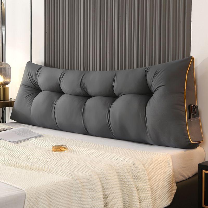 1pc Triangular Headboard Pillow Daybed Wedge Pillow with Side Pockets,Bolster Backrest Support Cushion for Twin/Queen/King Beds