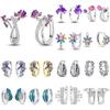925 Silver Flower Hoop Earrings Fashion Zircon Circle Jewelry For Women Plant Series Gifts Accessories