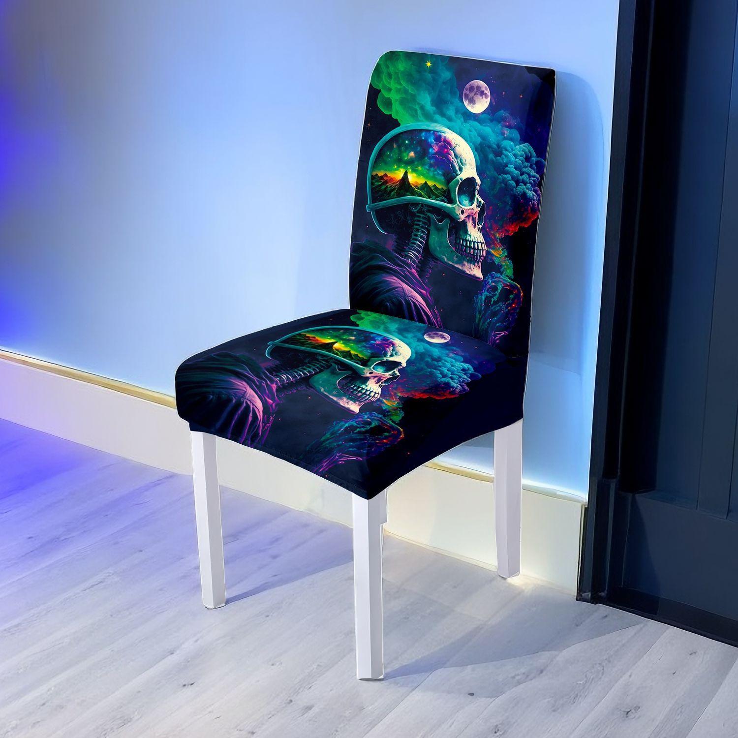 

Elastic Chair Cover Dustproof Non-Slip Durable Skin-Friendly Integrated Backrest Chair Cover Halloween Holiday Chair Protector 1 pc