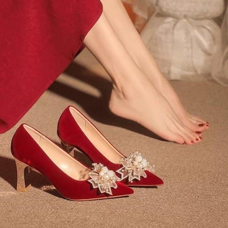 Hochzeitschuhe Neues Chinesisches Hochzeitskleid Blockabsatz High Heel Schuhe High Heel Schuhe